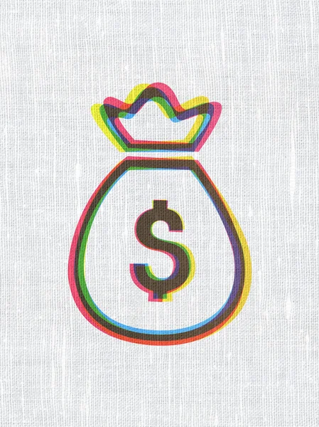 Banki koncepció: Money Bag a szövet textúra háttér — Stock Fotó