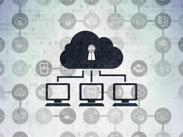 Cloud-Technologie-Konzept: Cloud-Netzwerk auf digitalem Papier Hintergrund — Stockfoto