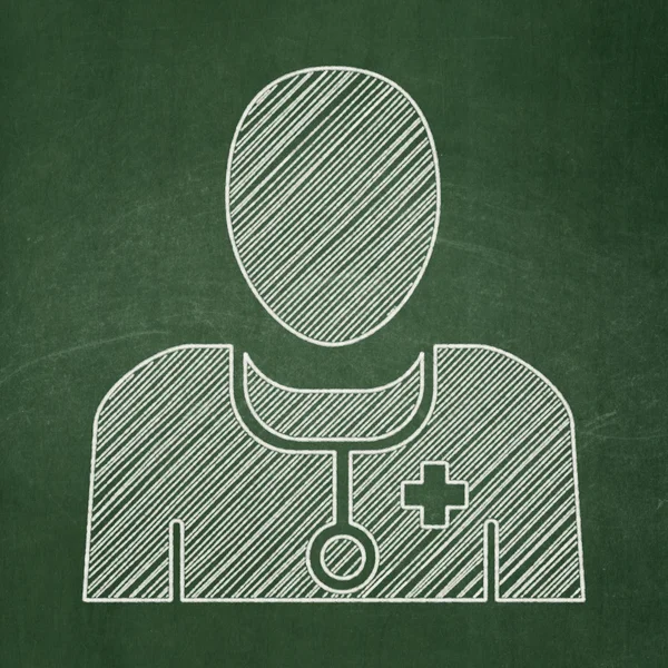 Healthcare concept: Doctor on chalkboard background — Stok fotoğraf