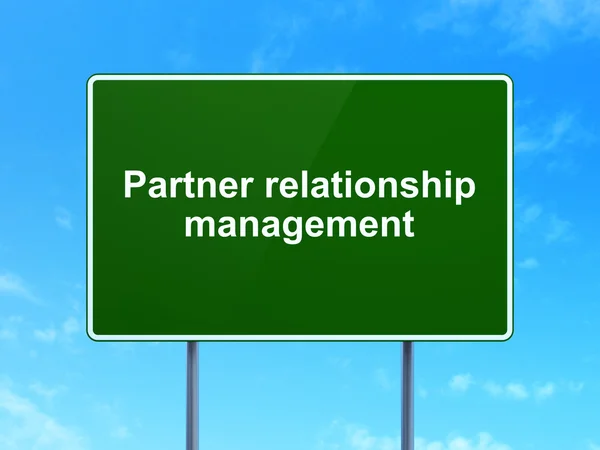 Business concept: Partner Relationship Management on road sign background — Zdjęcie stockowe