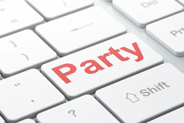 Holiday concept: Party on computer keyboard background — Stock Photo, Image