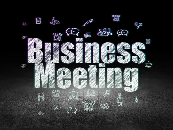 Business concept: Business Meeting in grunge dark room — Stock Photo, Image