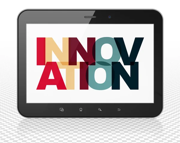Geschäftskonzept: Tablet-PC mit Innovationen auf dem Bildschirm — Stockfoto