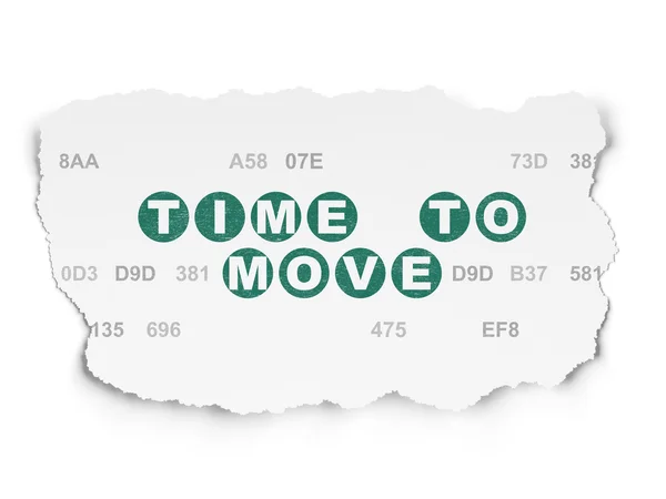 Concepto de tiempo: Tiempo para moverse sobre el fondo de papel roto — Foto de Stock