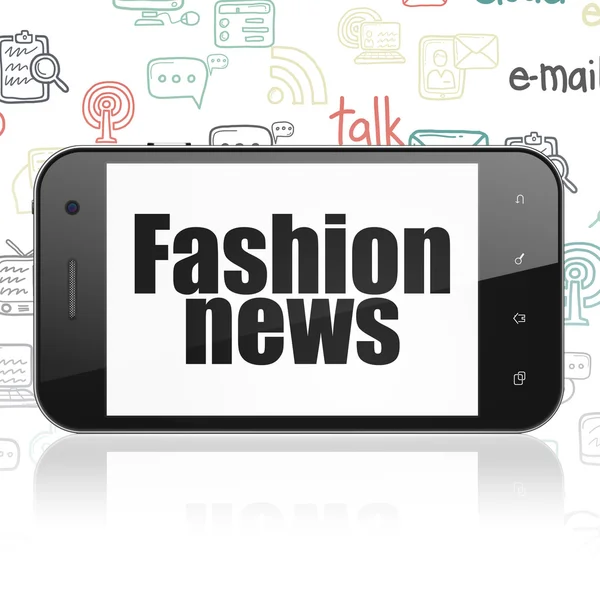 News concept: Smartphone with Fashion News on display — Stockfoto