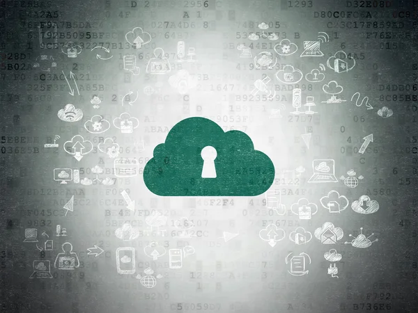 Návrh technologie cloud: Cloud s dírkou na digitální papír na pozadí — Stock fotografie