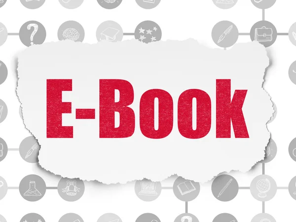 Tanulás fogalma: E-Book szakadt papír alapon — Stock Fotó