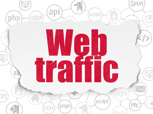 Концепция веб-разработки: Web Traffic on Torn Paper background — стоковое фото