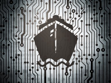 Tourism concept: circuit board with ship
