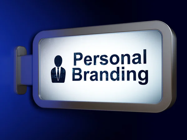 Advertising concept: Personal Branding and Business Man on billboard background — Stok fotoğraf