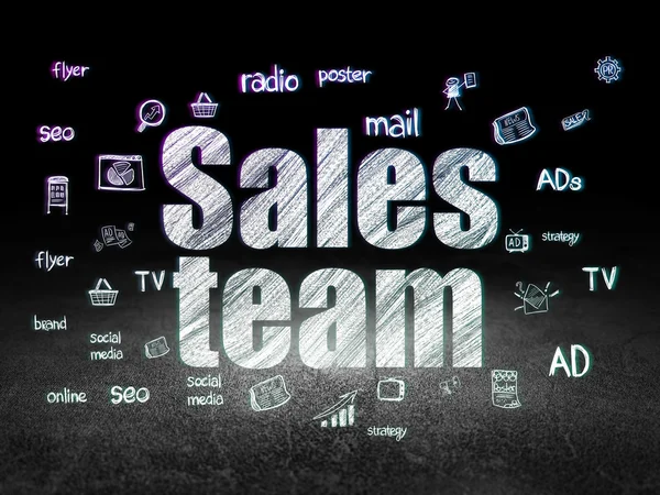 Concetto di marketing: Sales Team in camera oscura grunge — Foto Stock