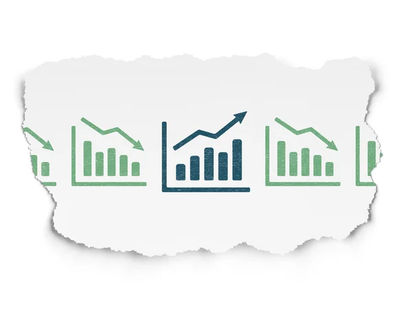 Finance concept: growth graph icon on Torn Paper background — Stock Photo, Image