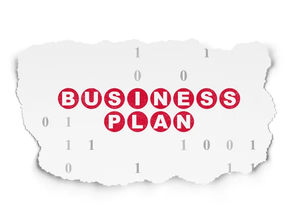 Business concept: Business Plan on Torn Paper background — Stockfoto