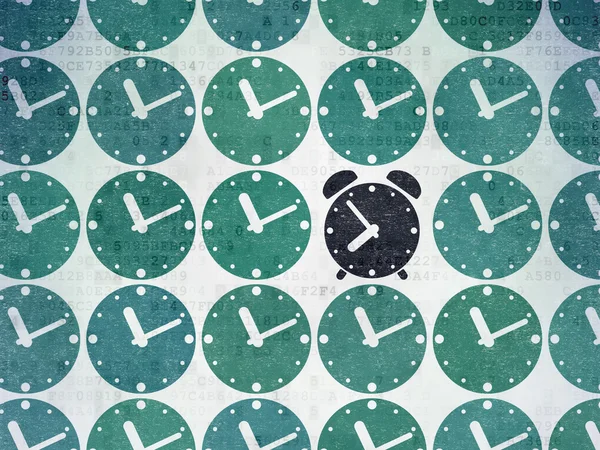 Концепция времени: иконка будильника на фоне цифровой бумаги — стоковое фото