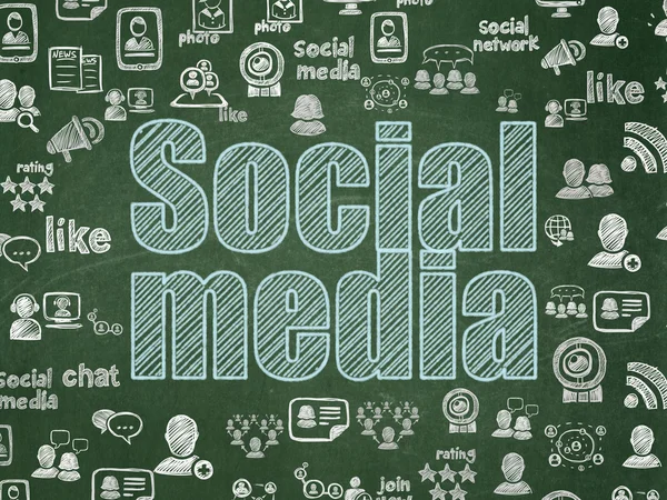 Concetto di social network: Social Media sul background del consiglio scolastico — Foto Stock