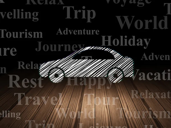 Conceito de férias: Carro no quarto escuro grunge — Fotografia de Stock