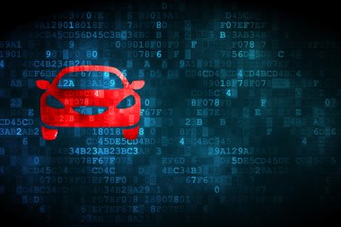 Turizm kavramı: dijital arka plan üzerinde araba