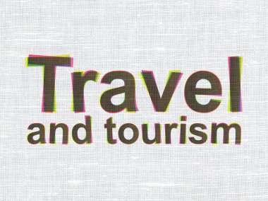 Vacation concept: Travel And Tourism on fabric texture background