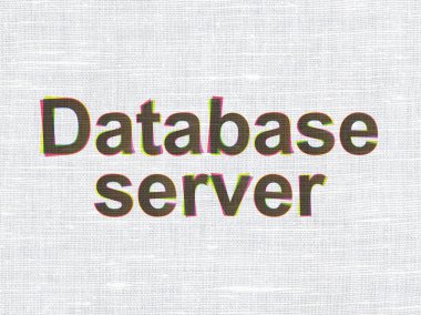 Software concept: Database Server on fabric texture background