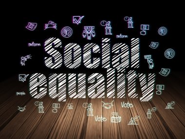 Political concept: Social Equality in grunge dark room