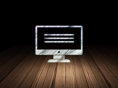 Web tasarım konsepti: grunge karanlık odada monitör