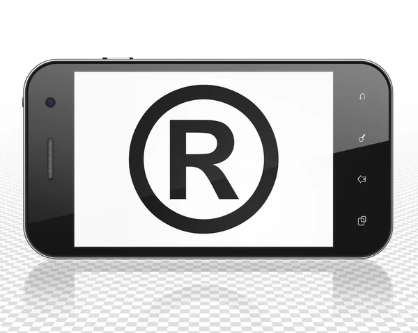 Conceito de lei: Smartphone com registro em exibição — Fotografia de Stock