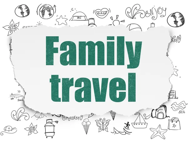 Tourism concept: Family Travel on Torn Paper background — Stock Photo, Image