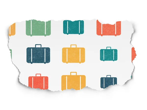 Travel concept: Bag icons on Torn Paper background — Stock Photo, Image