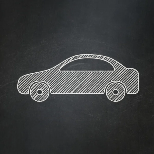 Travel concept: Car on chalkboard background — Stok fotoğraf