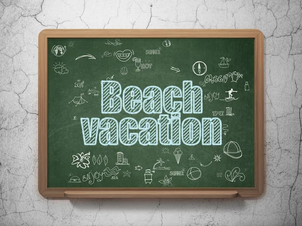 Vacation concept: Beach Vacation on School Board background — Stock Photo, Image