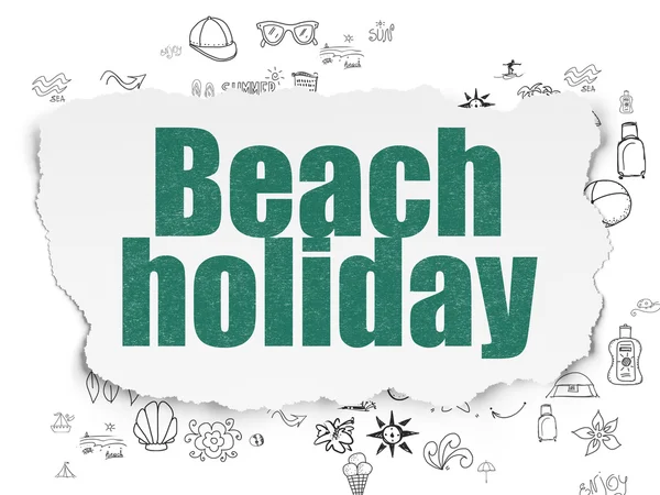Concepto de turismo: Vacaciones en la playa sobre fondo de papel roto — Foto de Stock
