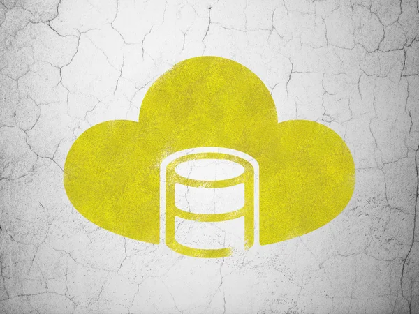Programvara koncept: databas med moln på väggen bakgrund — Stockfoto