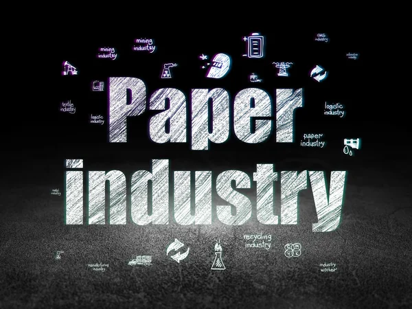 Manufacuring concept: Paper Industry in grunge dark room — Stock Photo, Image