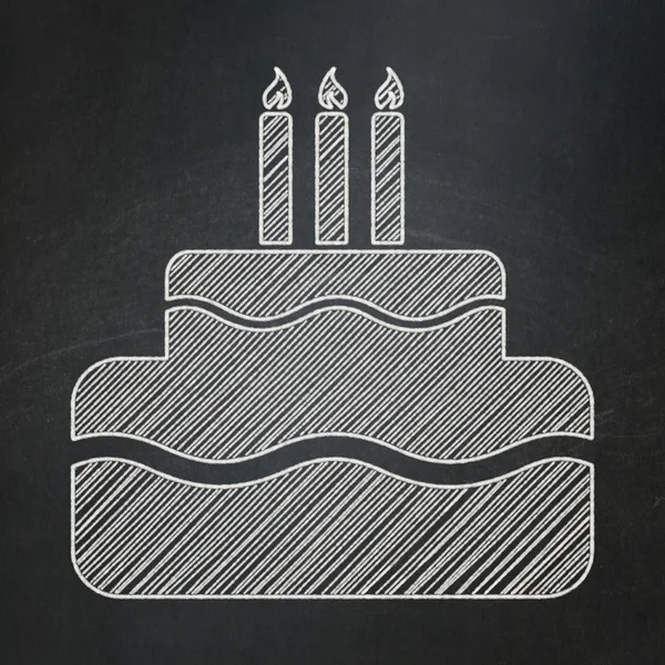 Holiday concept: Cake on chalkboard background — 图库照片