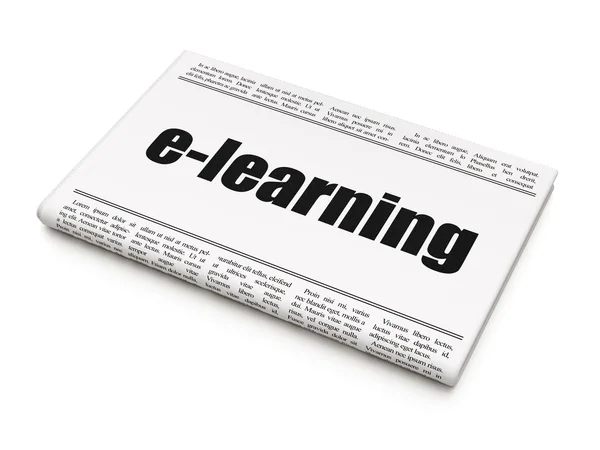 Learning concept: newspaper headline E-learning — Zdjęcie stockowe