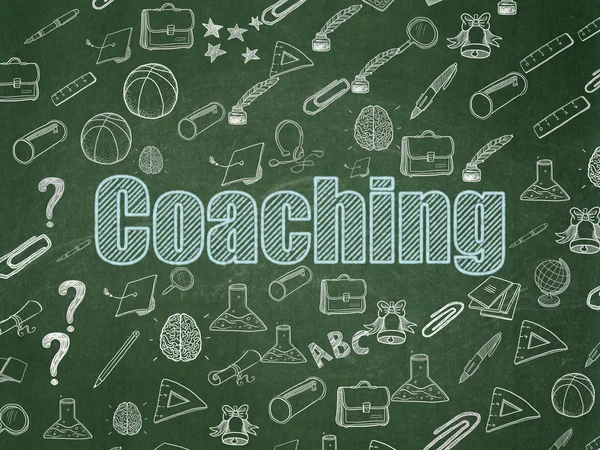 Conceito de estudo: Coaching on School Board background — Fotografia de Stock
