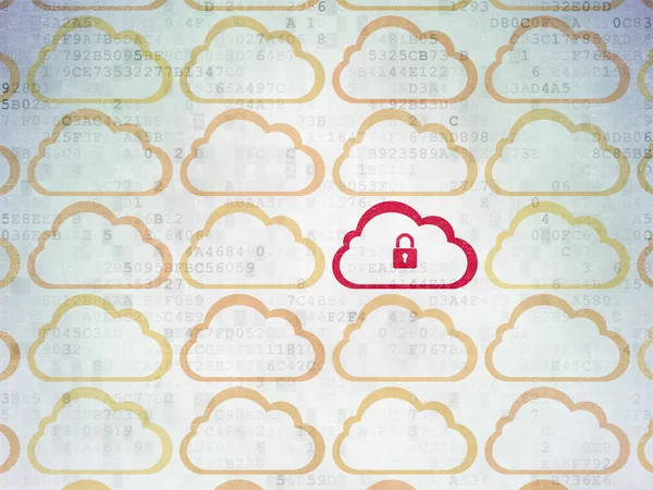 Cloud computing concept: cloud with padlock icon on Digital Paper background — ストック写真