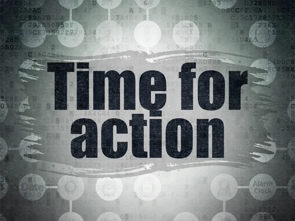 Zeitkonzept: Zeit zum Handeln auf digitalem Papierhintergrund — Stockfoto