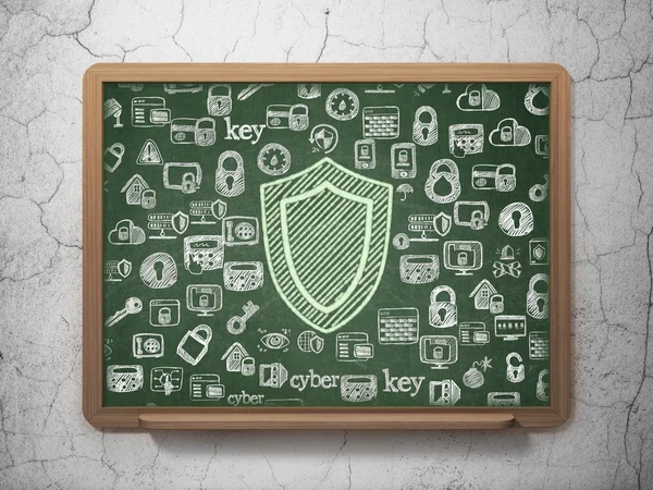 Protection concept: Shield on School Board background — Stockfoto