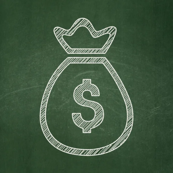 Banking concept: Money Bag on chalkboard background — 图库照片