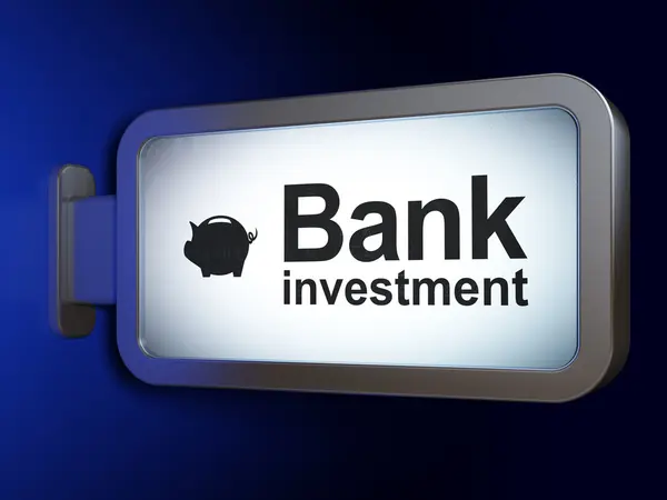 銀行の概念: 銀行投資およびお金ボックス看板背景 — ストック写真