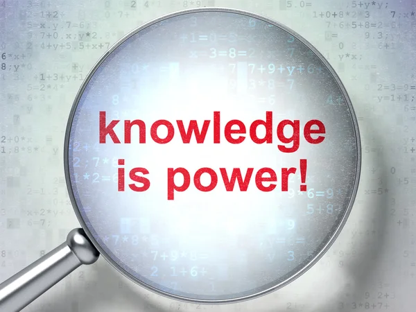Studera begrepp: kunskap är makt med optiska glas — Stockfoto