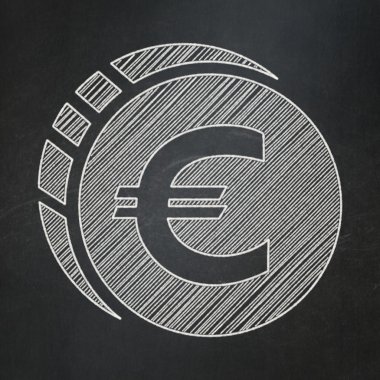 Currency concept: Euro Coin on chalkboard background