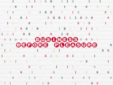 Ekonomi kavramı: duvar arka plan üzerinde zevkten önce iş