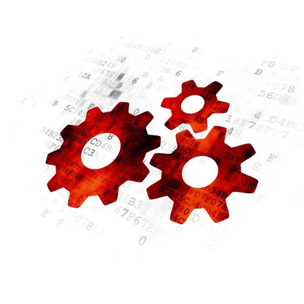 Information concept: Gears on Digital background — Stock Photo, Image