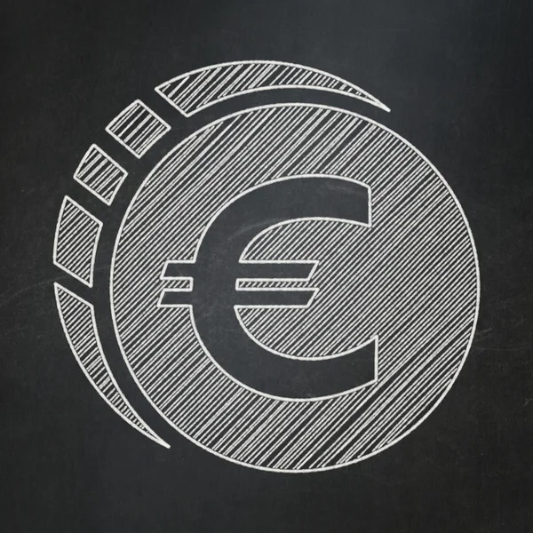 Währungskonzept: Euromünze auf Tafelhintergrund — Stockfoto
