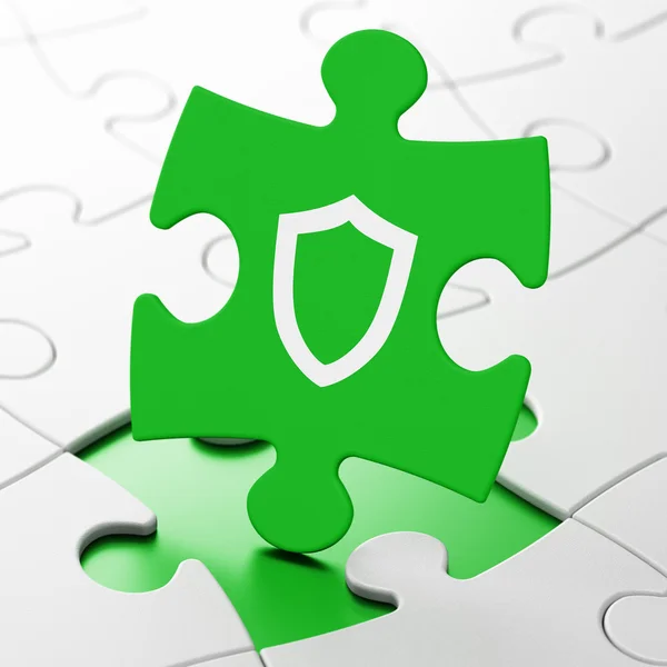 Privacy concept: Contoured Shield on puzzle background — Stockfoto