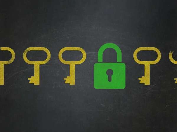 Protection concept: closed padlock icon on School Board background — Stock fotografie