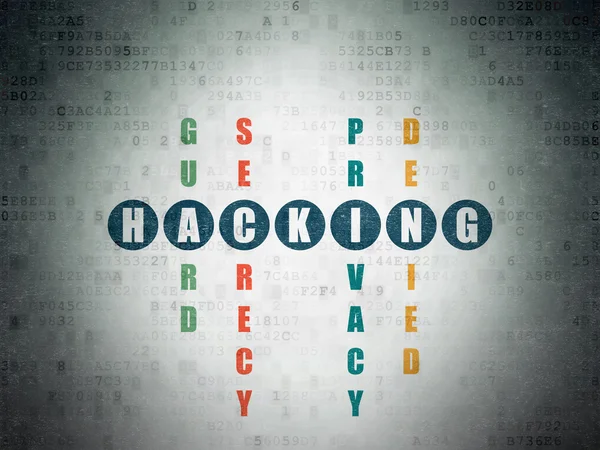Concepto de seguridad: Hacking en crucigrama — Foto de Stock