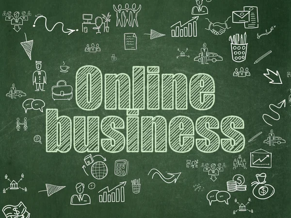 Conceito de negócio: Negócios on-line no fundo do Conselho Escolar — Fotografia de Stock